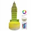 Night Desk Lamp For Children London City Big Ben 16 Led 3D + Remote Control