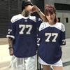Summer Couple Number 77 Printed Short Sleeve T-shirt Harajuku Plus Size Casual Shirt Round Neck Women's Street Top T-shirt