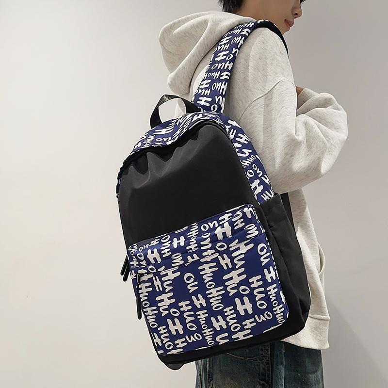 Большая вместительная школьная сумка в стиле колледжа для мужчин и женщин с буквенным принтом, студенческий компьютерный дорожный рюкзак