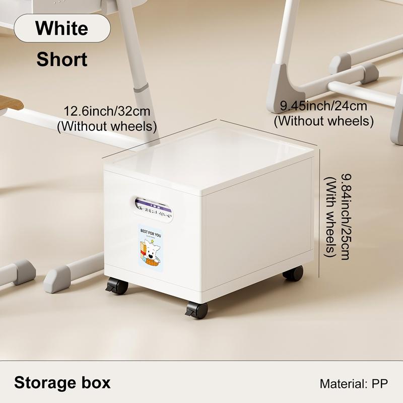 UFORU Stackable Under Desk Storage Box Large Capacity Universal Casters Dual Handles Book Organizer for Student Office Classroom