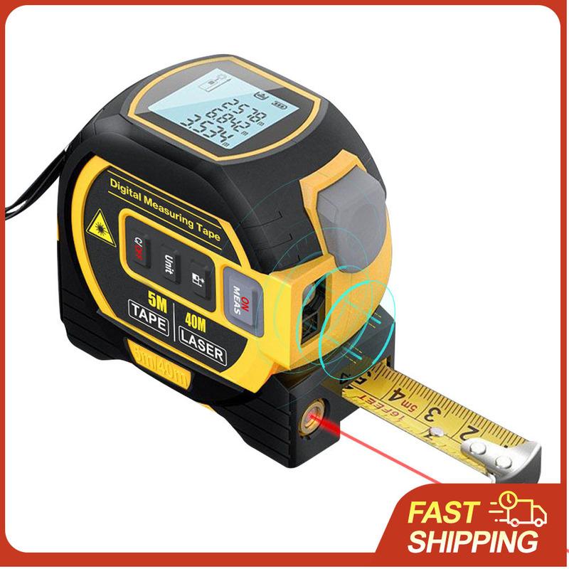 3 in 1 Laser Distance Meter Area Measuring Laser Tape Measure LCD Digital Display Laser Rangefinder With Stainless 5m Tape Ruler