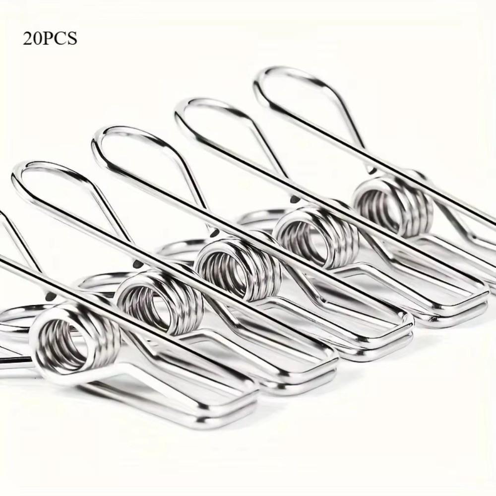 20pcs Stainless Steel Pegs Clothespin 5cm Utility Clips Multi-Purpose Wire Clothes Pegs Kitchen