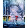 Rhinestones Embroidery Diy 5D Diamond Painting Cross Stitch Comic Lovers In Rain Street Mosaic Gift