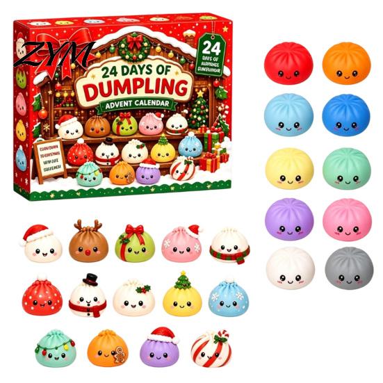 Christmas Gift for Adults 2026 Squeeze Toy Advent Calendar, 24-Day Dumpling Bun Fidget Cute Toys Countdown Box, Soft TPR Stress Relief Sensory