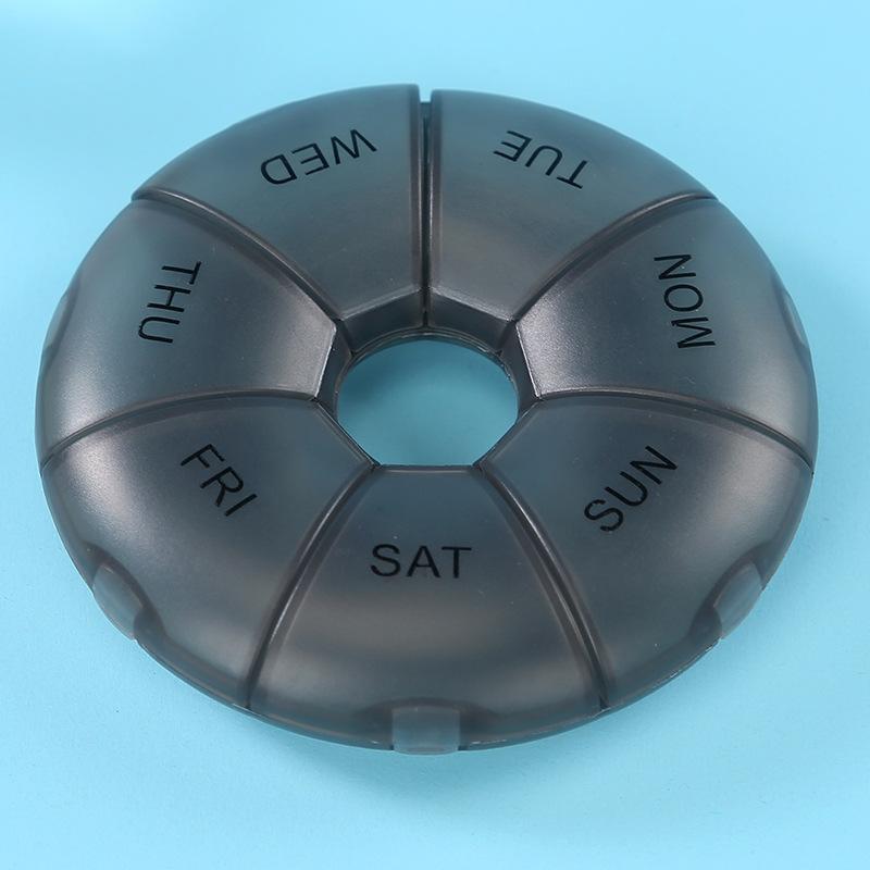 1Pcs Round Pill Case Plastic 7 Days Weekly Tablet Candy Box Portable Storage Tablet Holder Travel Organizer Pill Container
