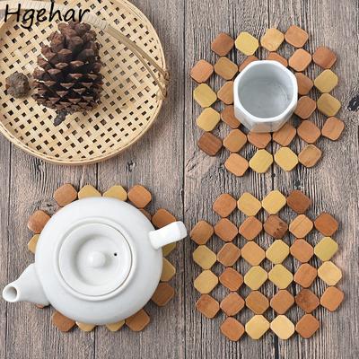 Чайный коврик из бамбука с ажурным узором Лоскутная посуда для чая Кухня Теплоизоляция Экологичный Популярный Повседневный Нескользящий Для отдыха Дом Новый