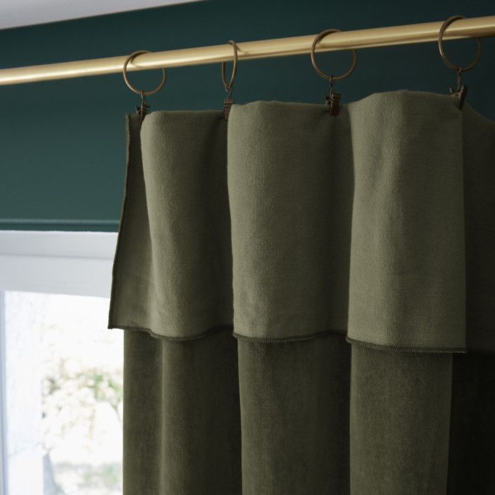 Rideau ajustable + 8 anneaux pince "César" 140 x 270 cm Velours de Coton - César Thym