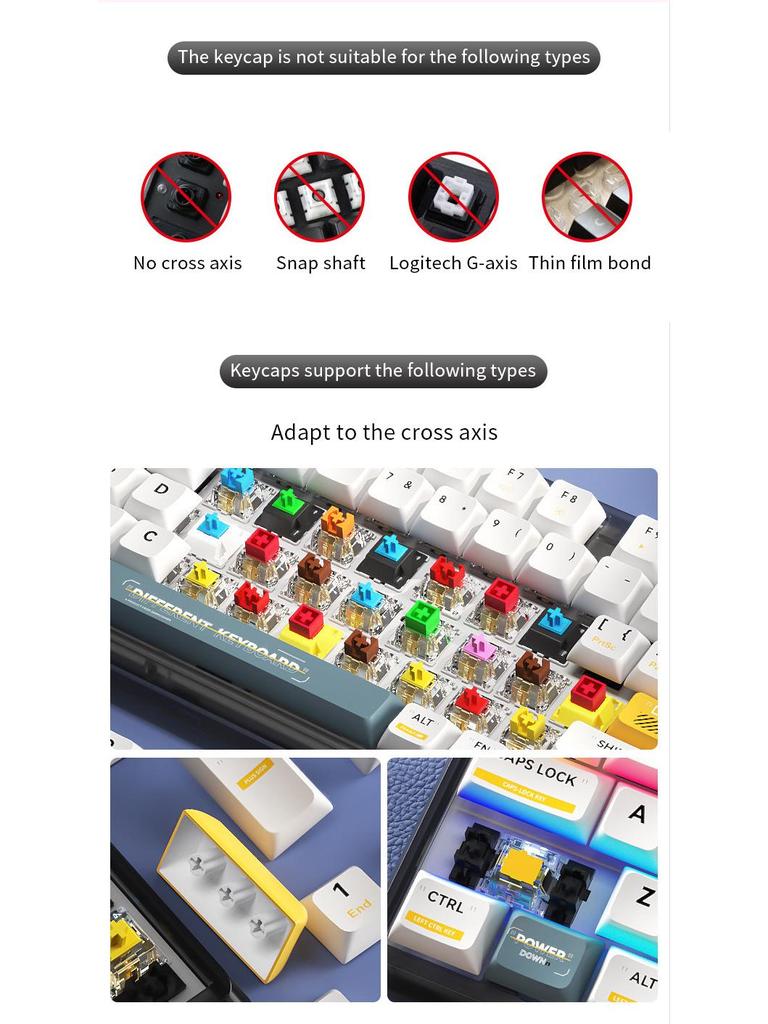 Korean Translucent Mechanical Keyboard Keycaps - Black & White