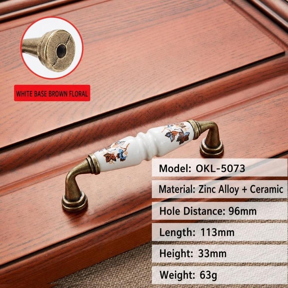 1PC Floral Pattern Vintage Drawer Handles Zinc Alloy Furniture Knobs Ceramic Cabinet Pulls Wardrobe