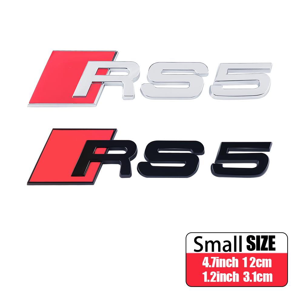 1PCS Car 3D ABS Glossy Black Audi RS Logo Emblem Letters Sticker Center Cover For Audi RS RS3 RS6 R8 8P S4 S5 B7 S7 S8 Sline A1