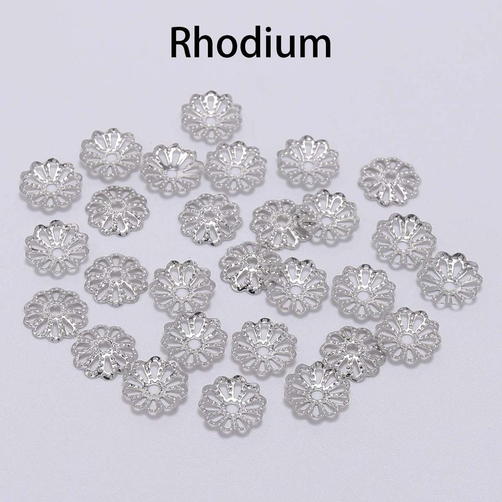 Металлические колпачки для бусин в форме цветка для изготовления ювелирных изделий - 200 шт., 7 мм и 9 мм, золото, серебро, розовое золото, черный