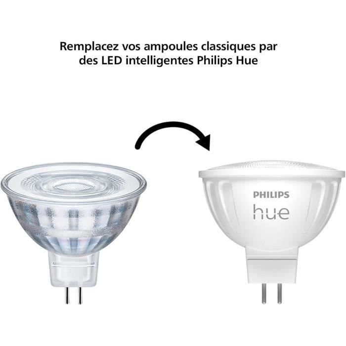 Ampoule connectée - PHILIPS HUE - MR16 - Lumiere blanche - Compatible bluetooth - Lot de 2 - Fonctionne avec App et voix