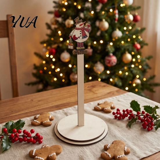 Santa Claus Napkin Holder Christmas Wooden Paper Towel Holder, 2D Roll Dispenser with Snowman Gift for Kitchen Patterns, Decorative Tissue Stand
