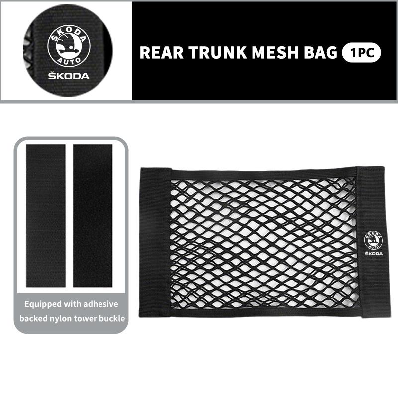 DECL5 For Skoda Car Trunk Net Pocket Mesh Bag Storage Holder Auto Interior Accessories Kamiq Karoq Octavia 2 3 Rapid Scala Kami Fabia