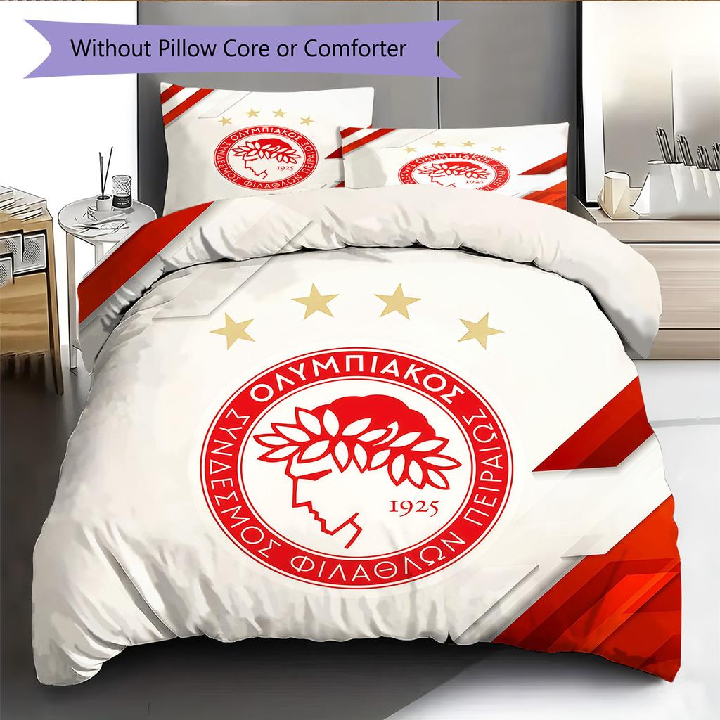 Olympiacos F.C.2 Pattern Bedding Quilt Set Home Decoration Gift (1 * duvet cover + 2 * pillowcase without core)