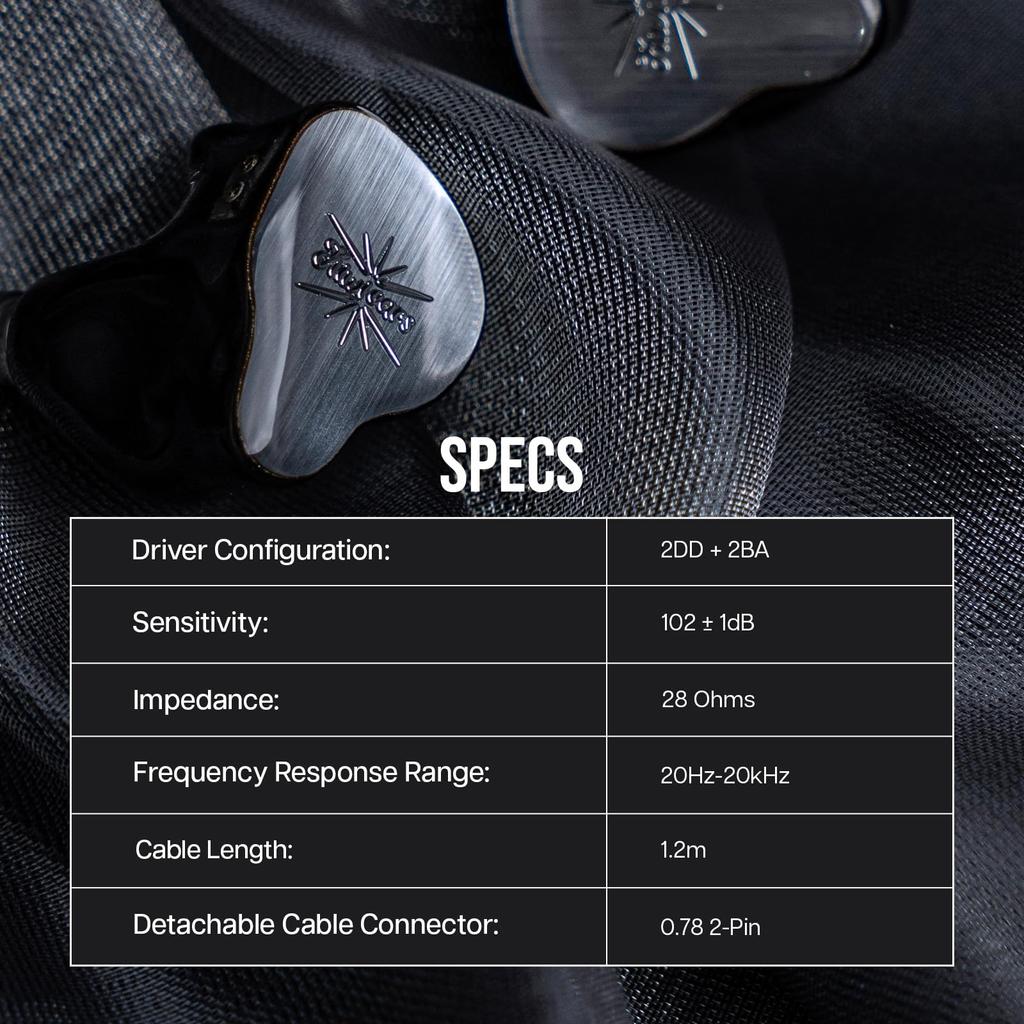 Linsoul Kiwi Ears KE4 Hybrid HiFi Earphones Adopts Diaphragm Structure Equipped with Dual Custom 10mm Dynamic Diaphragms and One Knowles and Balanced