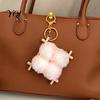 Bag Charm with Keyring Fermented Bean Curd Plush Keychain, Fluffy Doufu Keyring, Backpack Handbag Purse Decoration Accessories