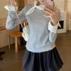 Полосатая футболка с имитацией двойки для женщин на раннюю осень с галстуком-бабочкой внутри, базовый топ