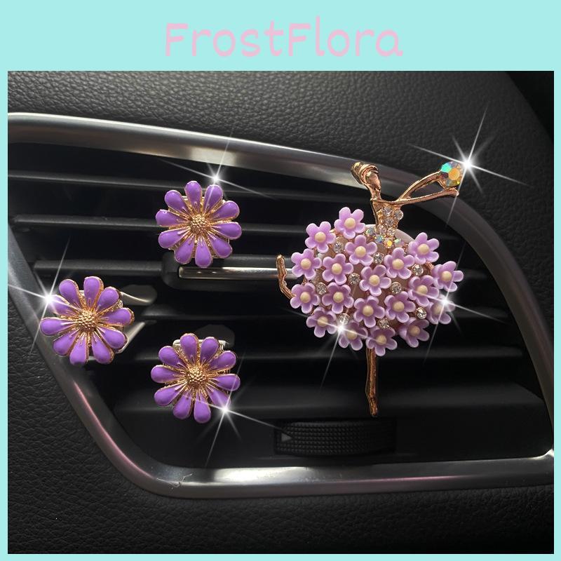 Stylish Daisy Flower Rhinestone Car Air Vent Perfume Clip Interior Decoration White/pink/purple/green