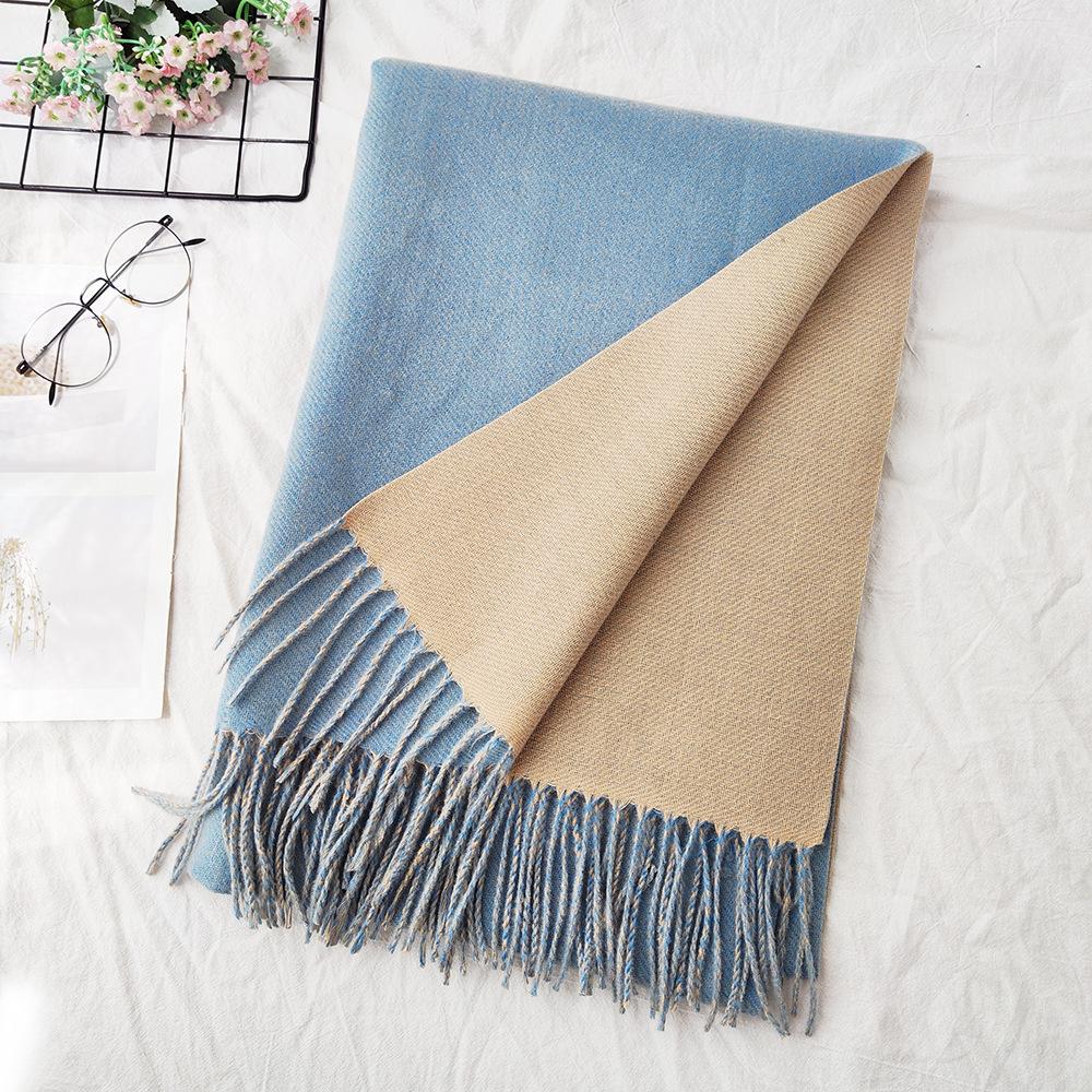Thickened Solid Color Double Sided Imitation Cashmere Scarf Autumn and Winter Atmosphere Women's High End Versatile Men's Scarf Warm Shawl
