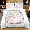 Kawaii Cat Print Duvet Cover Set Cute Sleepy Cat Wrapped In Blanket Bedding Set Cozy Soft Quilt Cover Set For Bedroom Home Decor