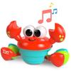BRIGHT STARTS Crabe qui marche, Jouet bébé 6M+, jouet musical, jouet de motricité globale et fine, capteurs a obstacle, rouge