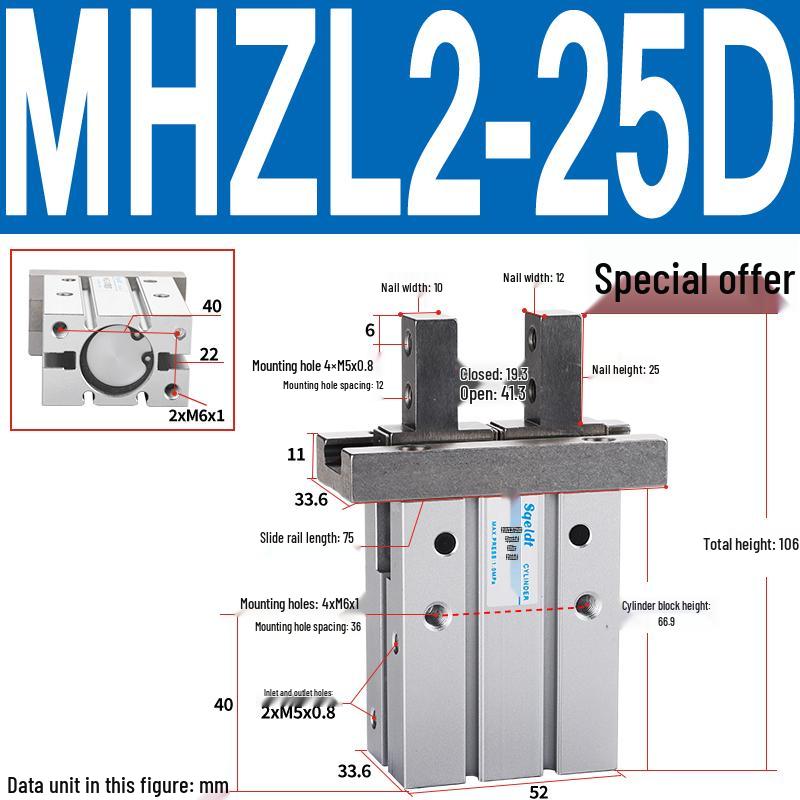 MHZL2 Pneumatic Finger Cylinder Parallel Manipulator Gripper MHZ2/HFZ Series