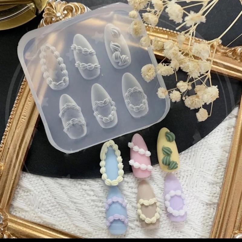 Крем для торта 3D Силиконовая резьба Ювелирные изделия Форма для ногтей Дизайн своими руками Нейл-арт Ногти Украшения Шаблон для нейл-шармов Маникюр