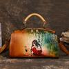 Vintage Women's Bags Genuine Leather Real Leather Cross Body Bags with Hand-carved Patterns for Ladies Shoulder