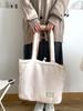 Soft Plush Women's Double Side Shoulder Bag Female Furry Large Shopping Bag Faux Lamb Wool Student Girls Book Tote Handbags