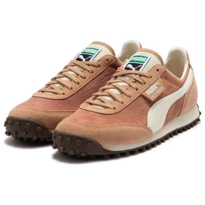 Puma Унисекс Fast Rider Mmq Выцветшая кожа Низкие повседневные кроссовки Желто-коричневые 392091-04