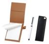 Чехол для мини-блокнота из переработанной коровьей кожи цвета мокко с боковым крючком, черный, для смартфона, с сенсорным экраном, с металлическим колпачком, дополнительный набор для шариковой ручки, белый