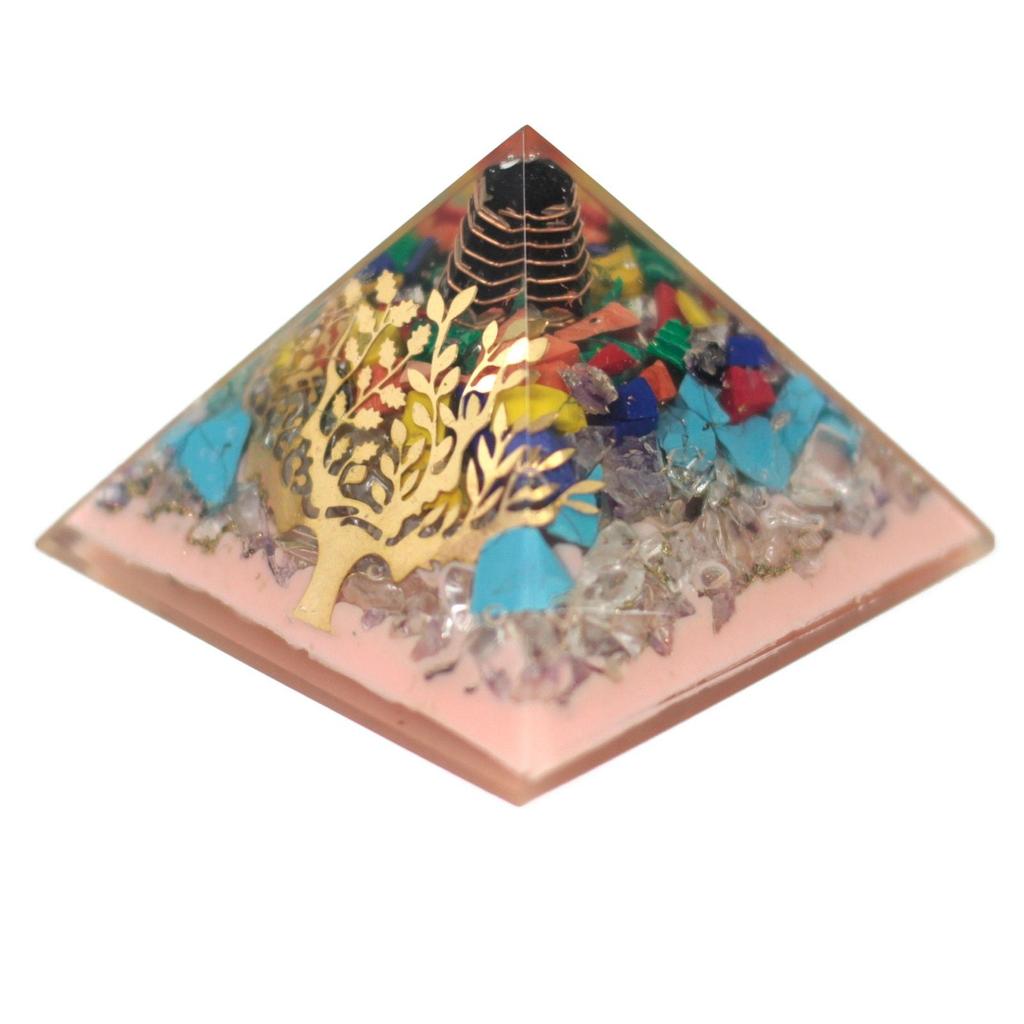 Orgonite Pyramid Tree Earth Base Copper Crystals 70mm