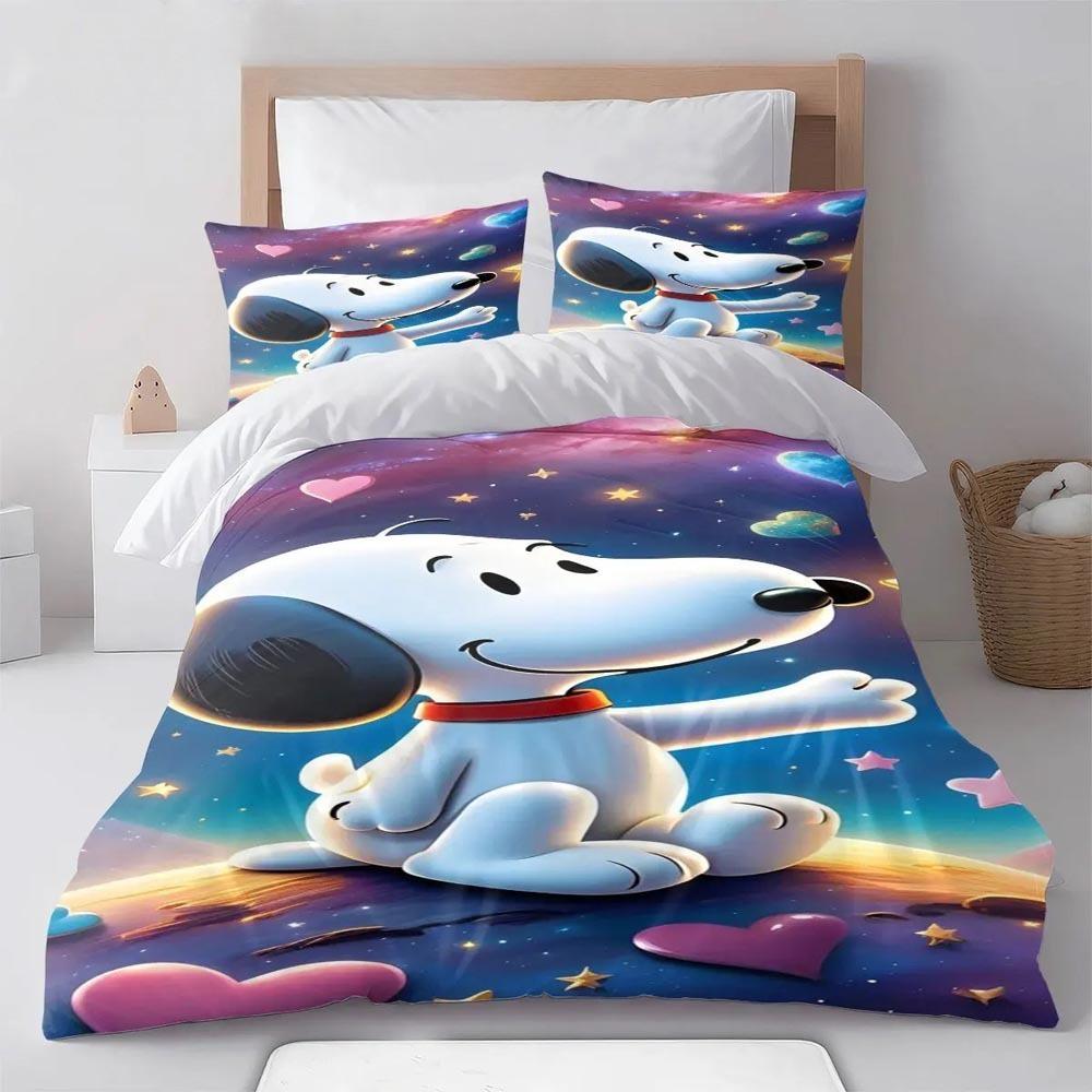 Cartoon Dog Duvet Cover Pillowcase Snoopy Bedding Set Adult Boy Girl Bedroom Decoration Children Gift Single Double Size