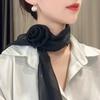 Rose Flower Silk Scarf Versatile Soft Neckerchief For Women Girls Temperament Long Ribbon Tie Scarf Office Clothes Gifts