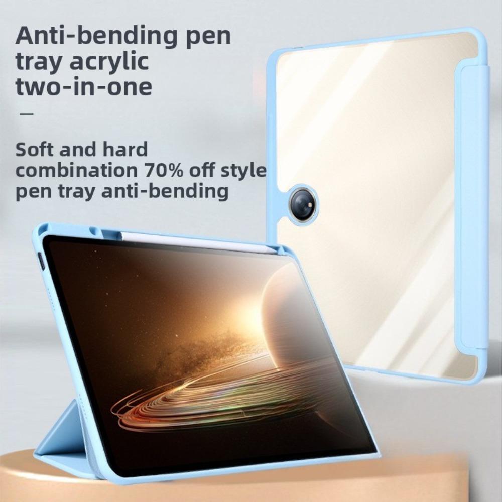 Чехол для OPPO Pad 4 Pro с держателем для ручки Air 23 11,4 12,1 дюйма Прозрачная кожаная обложка против сгибания для планшета