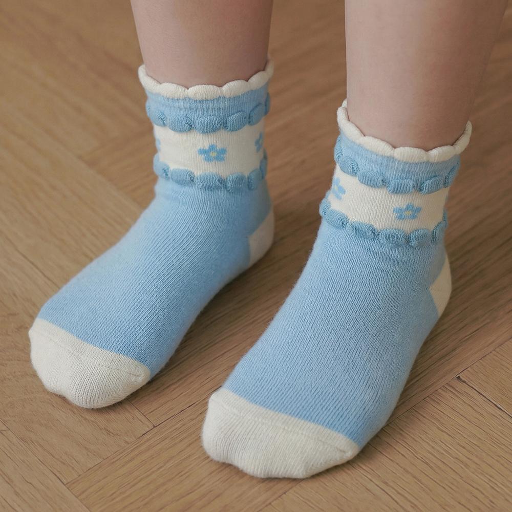 DAILYLIKE Flower Frill Kids Socks 4-Pack Korean Ruffle Socks for Girls