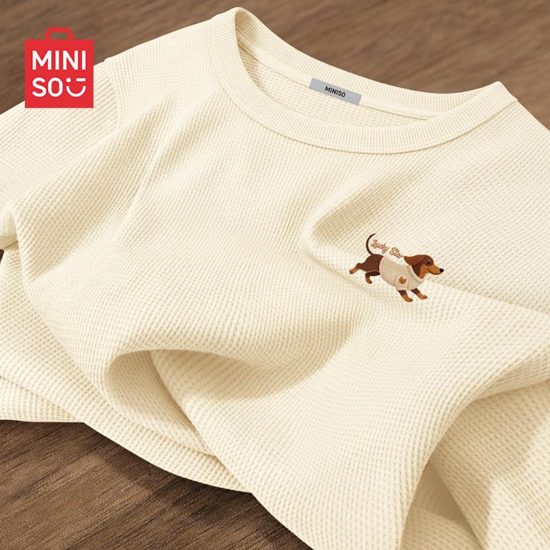 MINISO Мужская вафельная футболка с длинным рукавом