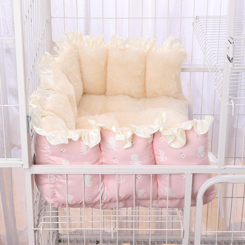 Зимняя плюс бархатная и утолщенная клетка для кошек, привязывающее гнездо, ограждение для клетки для кошек, чтобы сохранять тепло, ремни для гнезда для кошек могут закрепить коврики для кошек