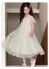 Girls' dress, gauze skirt, summer thin version 2026 new short sleeved fluffy skirt, children's skirt, little girl princess skirt