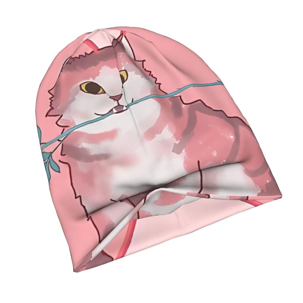 Cat Holding A Flower Stylish Adult Beanie for Layering with Fall or Winter Outfits Brings Relaxed Charm to Streetwear or Weekend Fashion Scenes