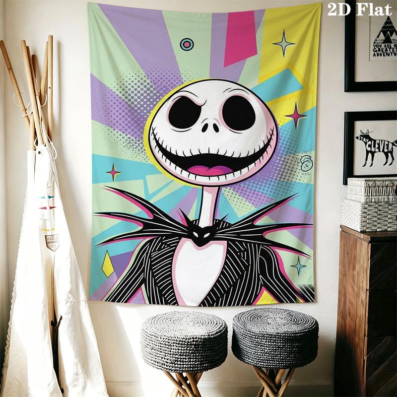 Jack Skellington'S Spooky Adventure Tapestry Background Cloth Wallmounted Wall Decoration Soft Background Wall Hanging Cloth