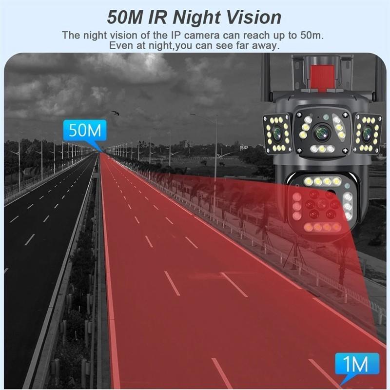 6K 5MP камера безопасности WiFi беспроводная наружная IP-камера с тремя экранами для защиты дома автоматическое отслеживание видеонаблюдение