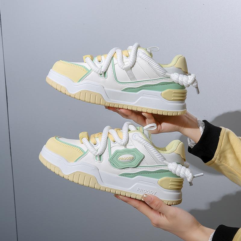 2025 весна маленькие белые туфли новая корейская версия ins женские студенческие туфли для увеличения роста на платформе спортивные туфли для скейтбординга повседневная обувь женская YDJ01