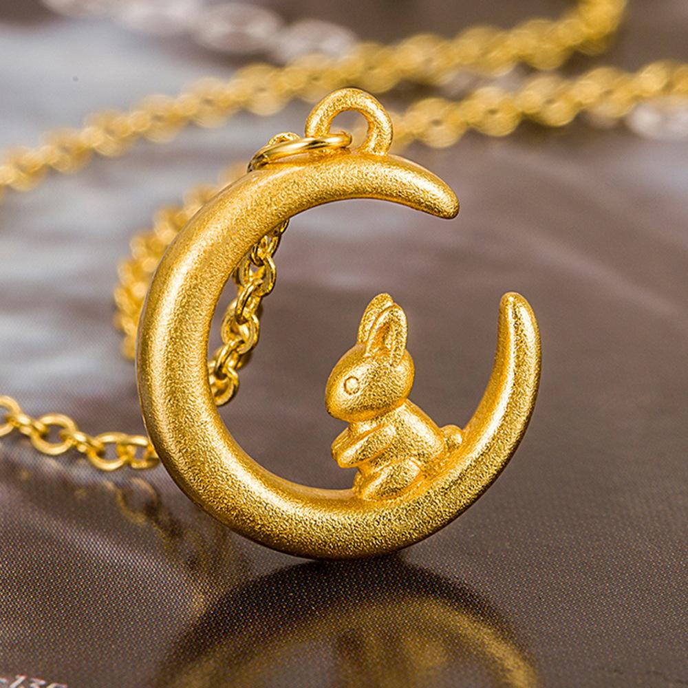 Винтажный кулон в виде кролика из песочного золота, ожерелье в виде кролика Мочизуки, эксклюзивный дизайн, легкие роскошные ювелирные изделия, подарок на женский праздник.