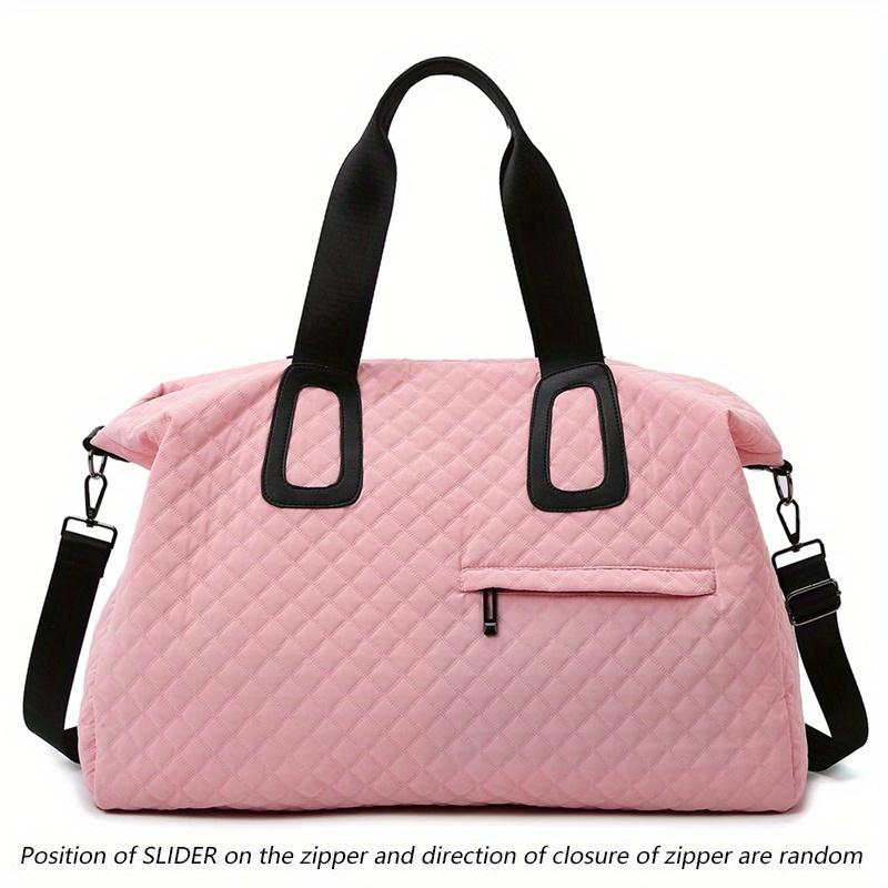 Женская стеганая дорожная сумка-даффл большой вместимости с ромбовидным узором, однотонная сумка для ночевки с несколькими карманами, женская сумка-тоут для отдыха