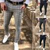 Checkered Fashion Europe and The United States Style Men's Pants Business Casual Travel Slim Pants Comfortable and Versatile Trousers