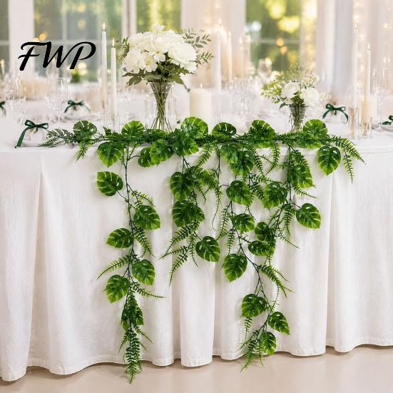 Realistic Fake Plants for Home 5.9Ft Faux Ferns Plant, Artificial Vines, Hanging Leaves Greenery Garland, Decor Wedding Backdrop Arch Wall Decoration