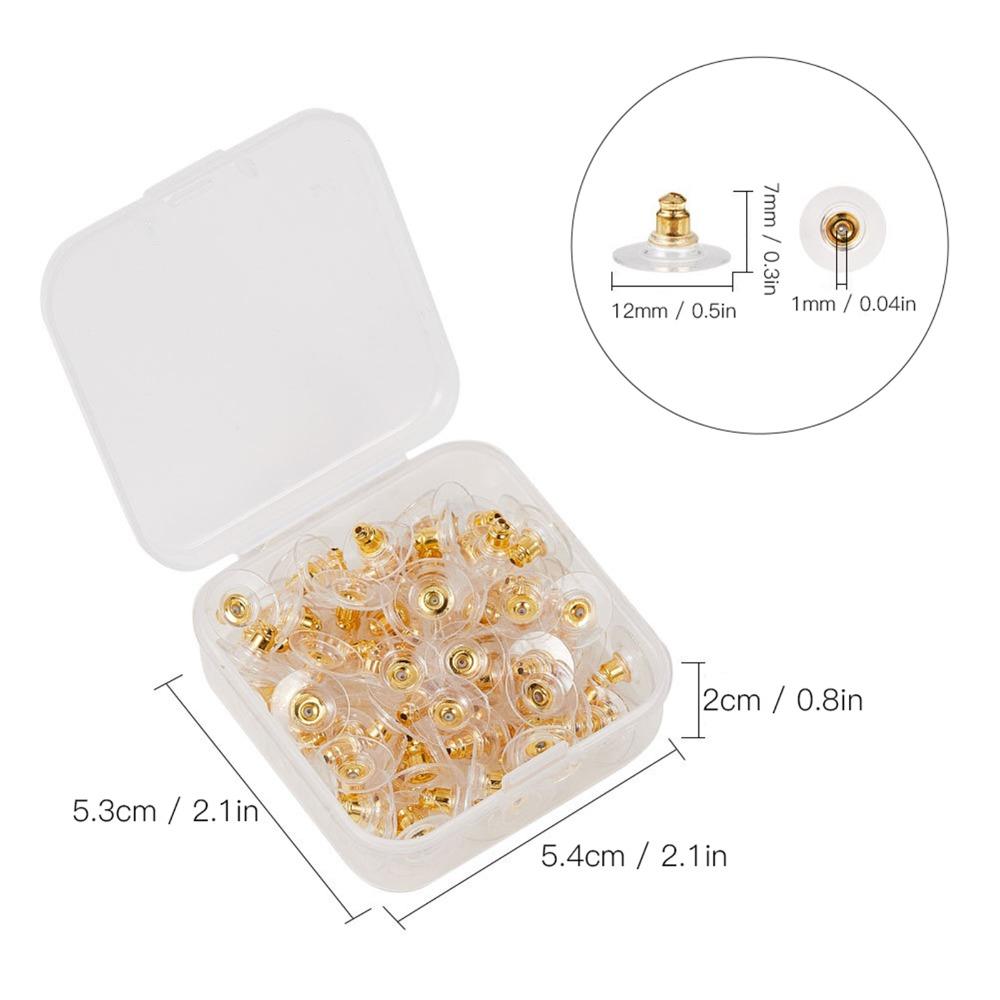 100pcs Earring Torus Plastic Earring Backs Gold With Pad Pierced Earring Backing Soft Clear Earring Backing Stoppers Posts