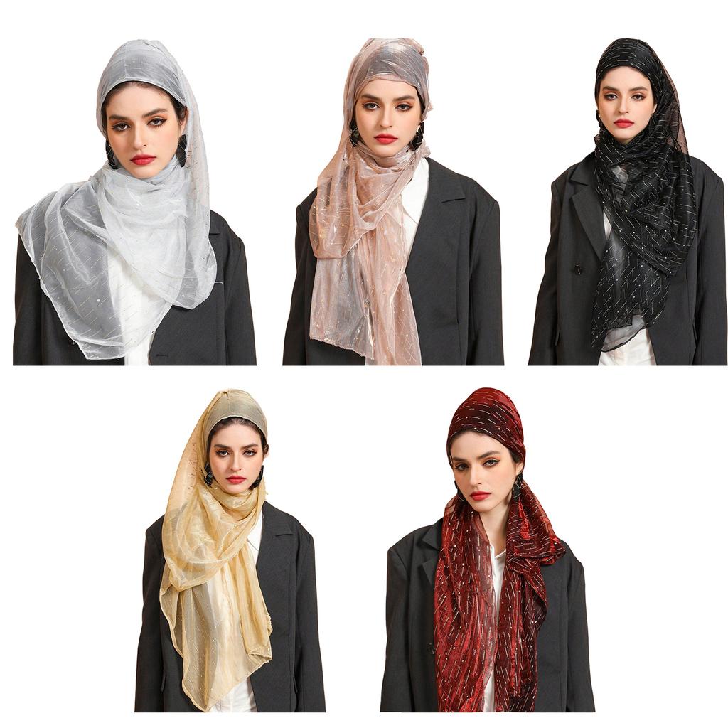 Women's Hijab Muslim Headscarf Easy Wearing Headwrap Scarf for Busy Modern Lady Girls Large Rectangle Neckerchief
